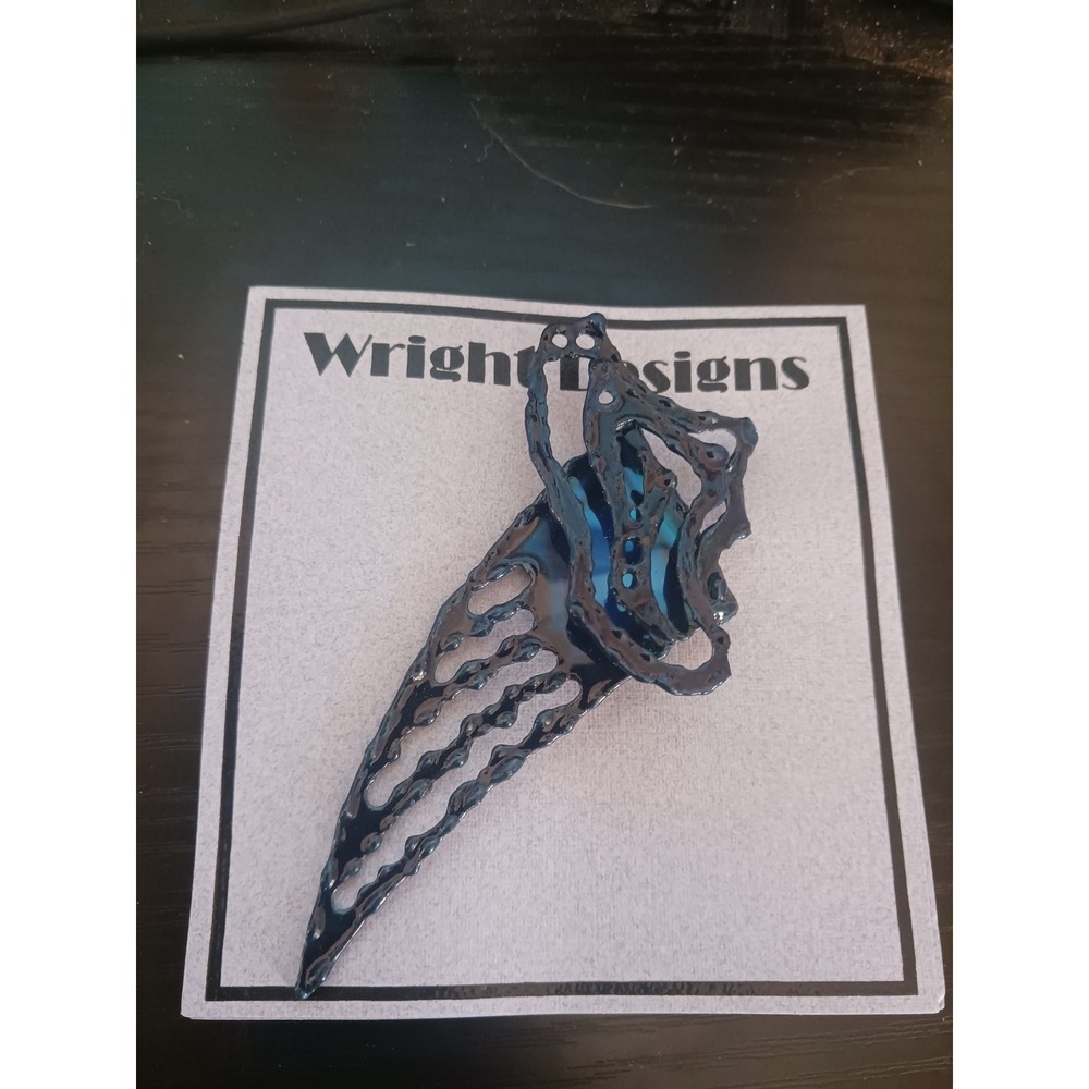 Wright Designs David A Wright Blue Iridescent Sculptural Brooch Pin Portland OR